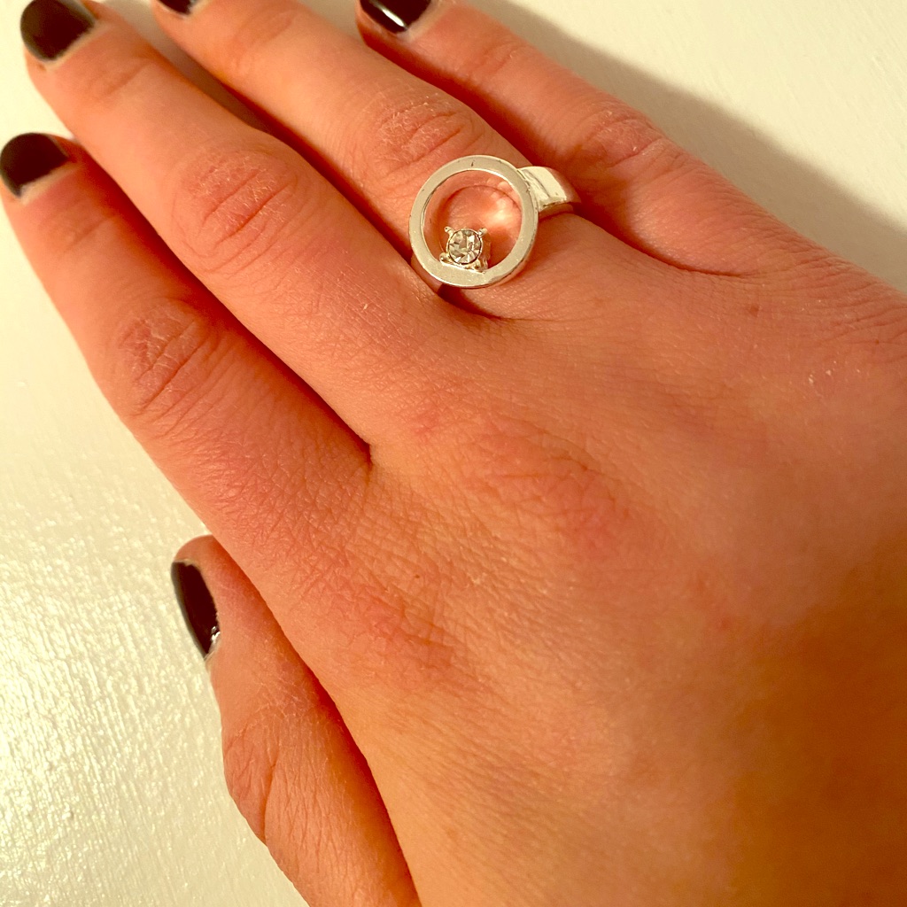 Silver Ring With Diamond Detail Silver Ring With Diamond Detail